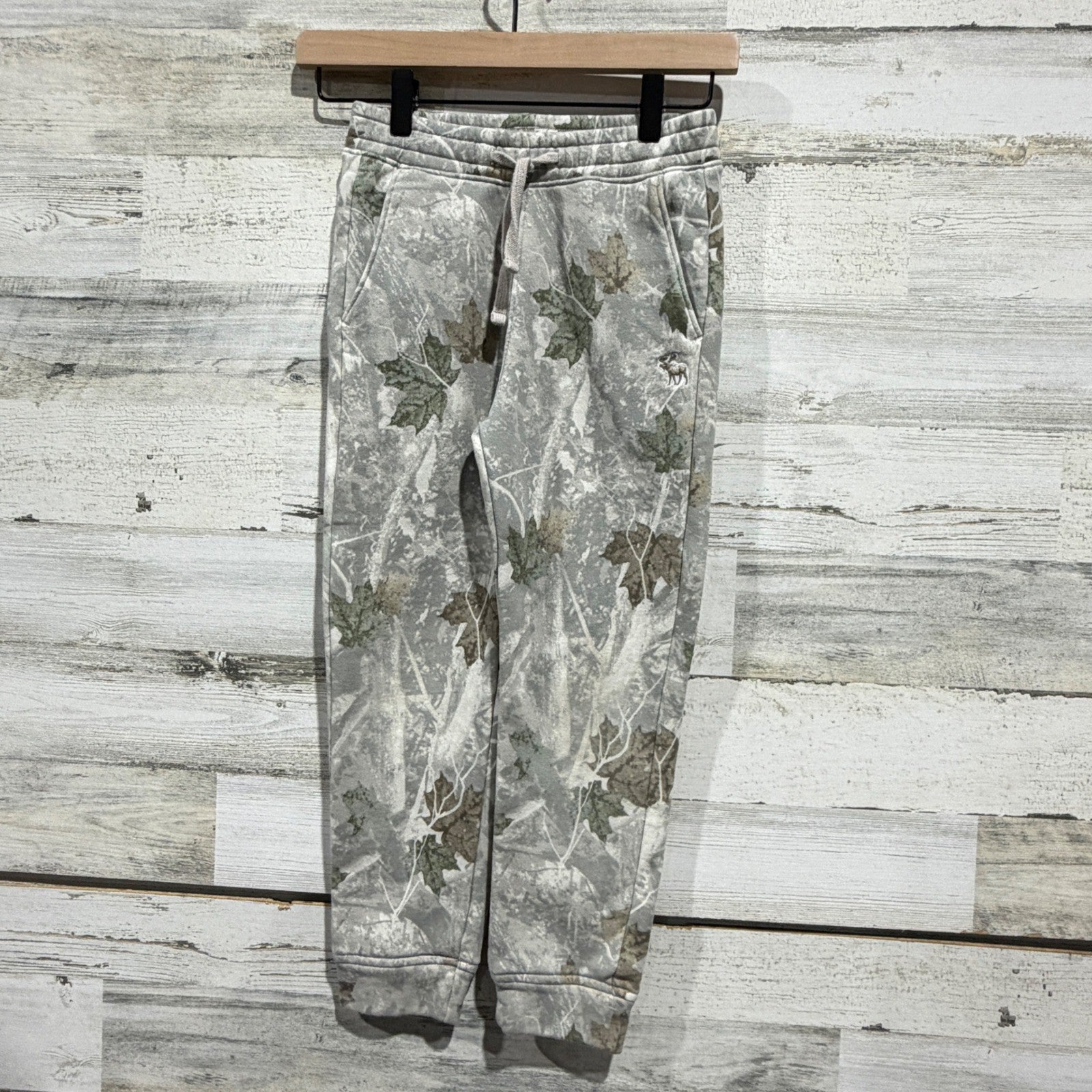 Abercrombie Kids Sweatpants Boys 7/8 Grey Camo Leaf Joggers EUC0