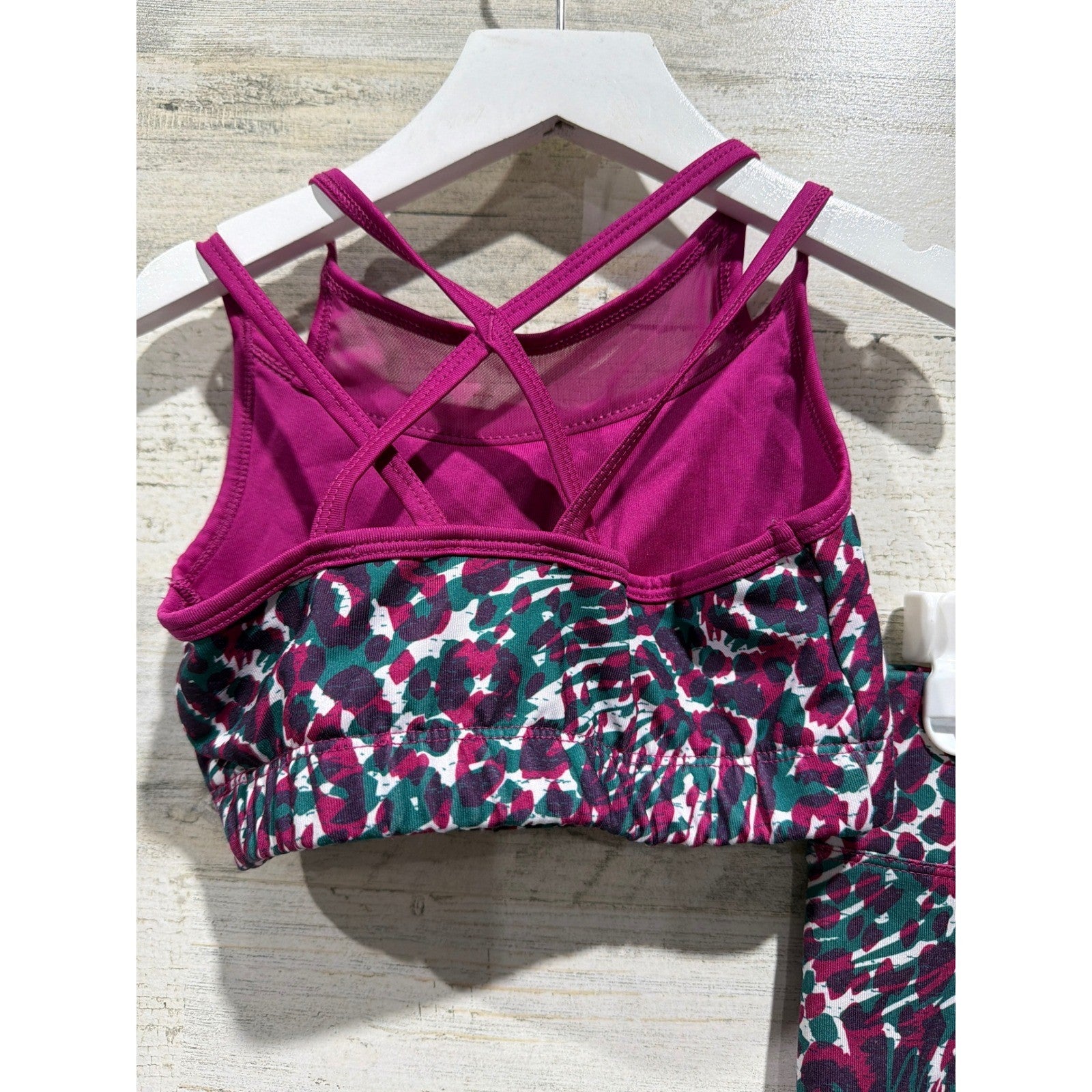 BCG Activewear Set Girls 7 Purple Leopard Print Athletic Core2