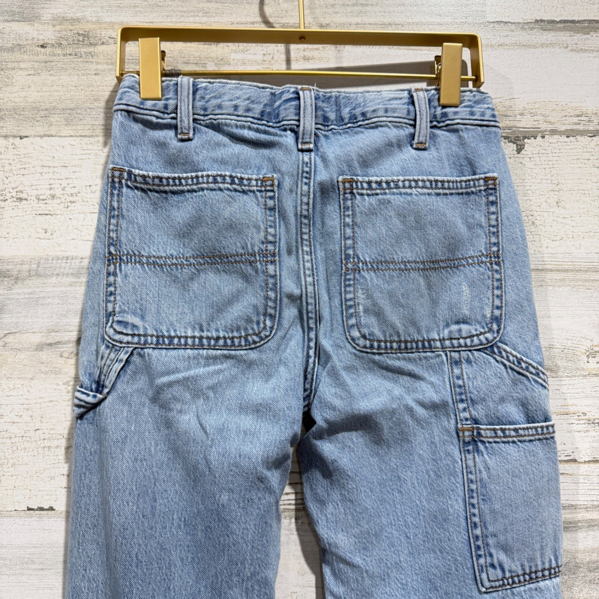 Abercrombie Kids Loose Jean Carpenter Pants Kids 9/10 Light Wash Cotton 90s4