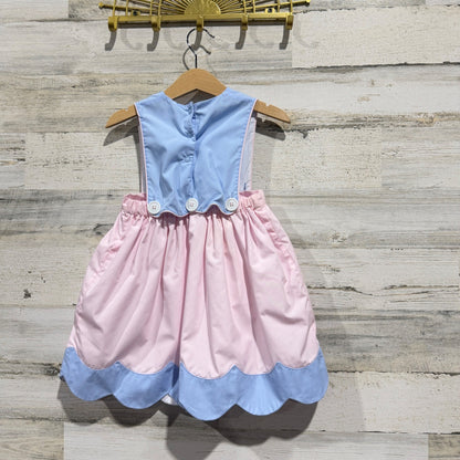 The Beaufort Bonnet Company Girls 4T Dress Pink Blue Swan Scalloped Preppy3