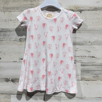 The Beaufort Bonnet Company Dress Girls 3T White Pink Bonnet Print *Flawed0