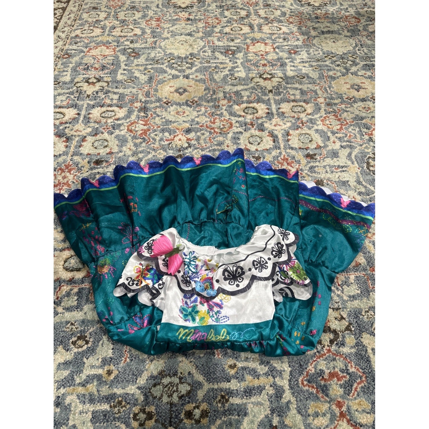 Mirabel Encanto Costume Dress Girls 4-6 Teal White1
