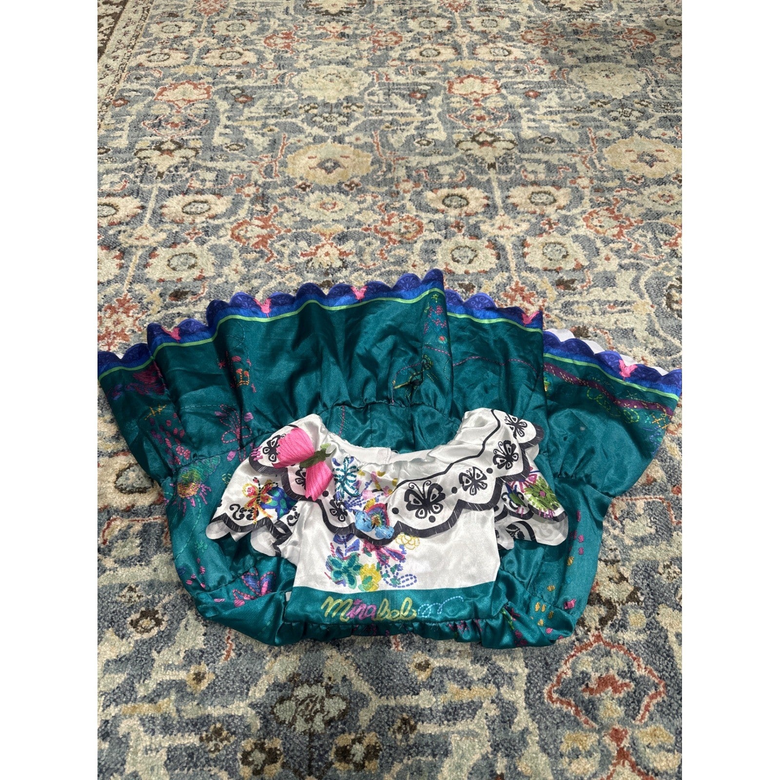 Mirabel Encanto Costume Dress Girls 4-6 Teal White1