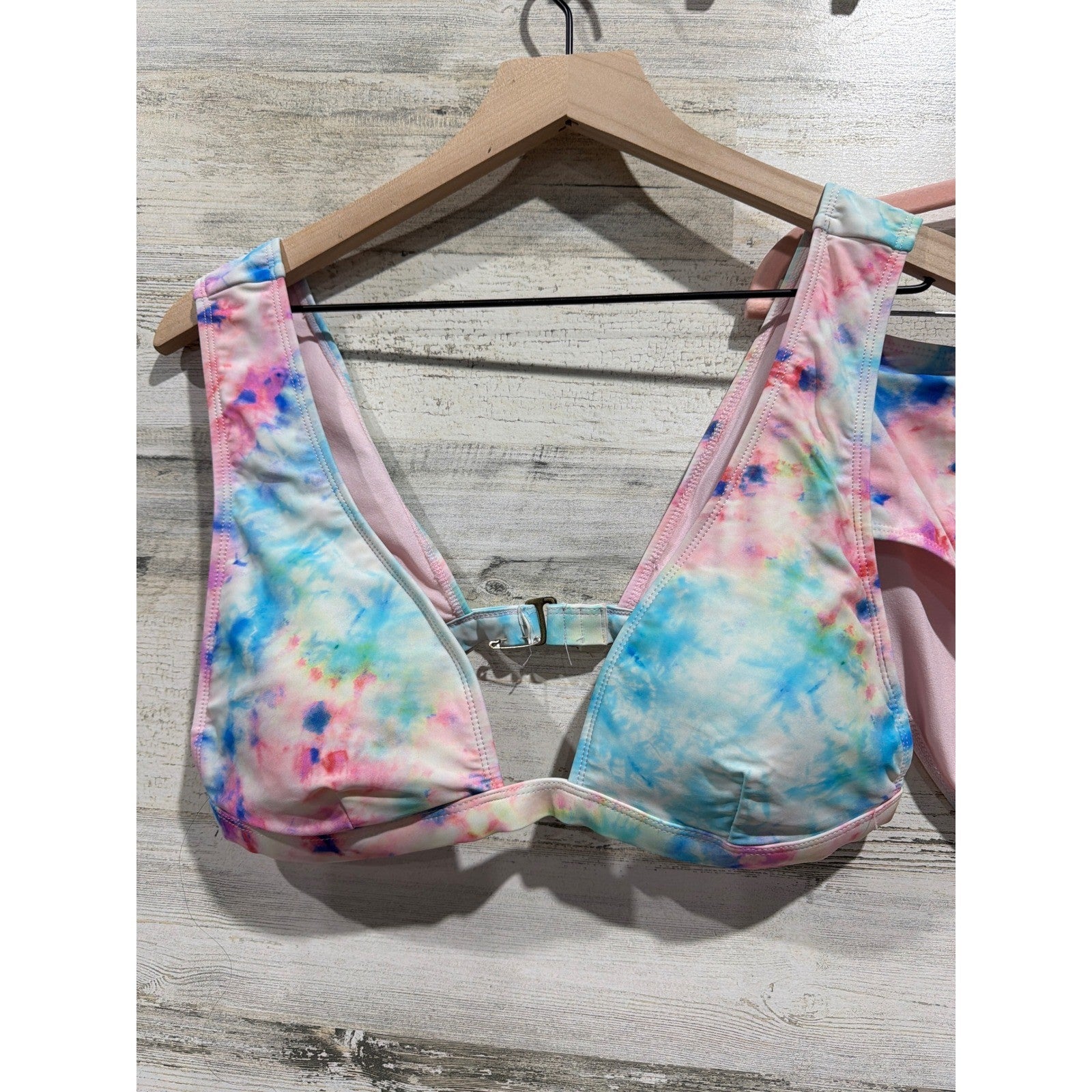 GB Bikini Set Women Large Pink Blue Tie Dye High Waisted Pastelcore EUC1