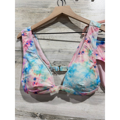 GB Bikini Set Women Large Pink Blue Tie Dye High Waisted Pastelcore EUC1