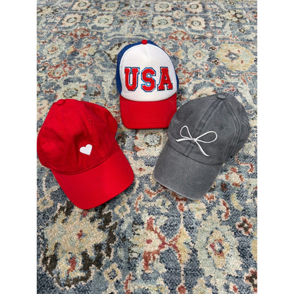 Women's Baseball Cap Bundle One Size Cute Heart Bow USA Coquette EUC0