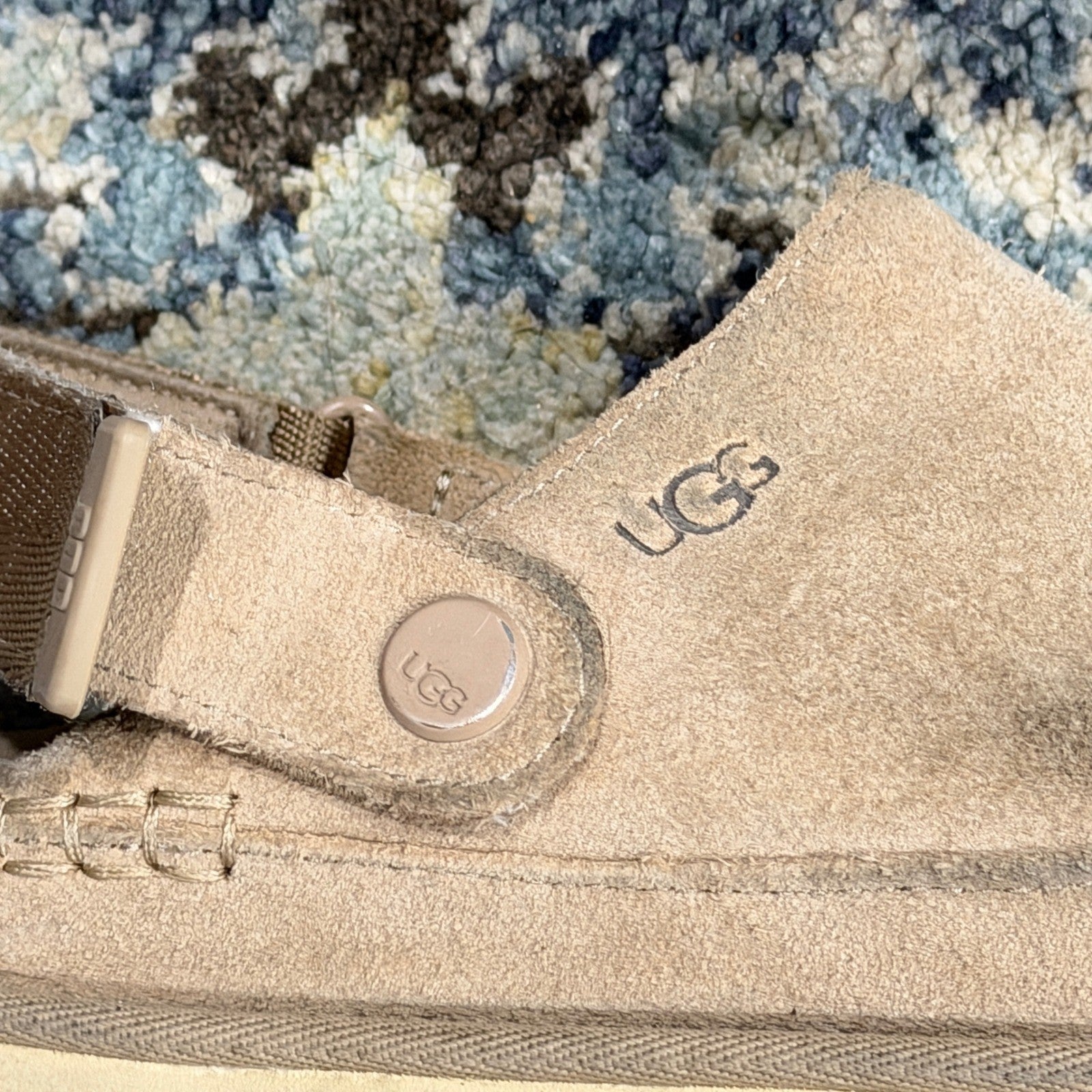 UGG Goldenstar Clog Women 5.5 Driftwood Suede Platform Strap Comfort GUC7