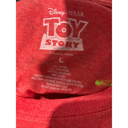 Disney Toy Story Graphic Tee Mens Large Red Woody Buzz Lightyear Pixar EUC1