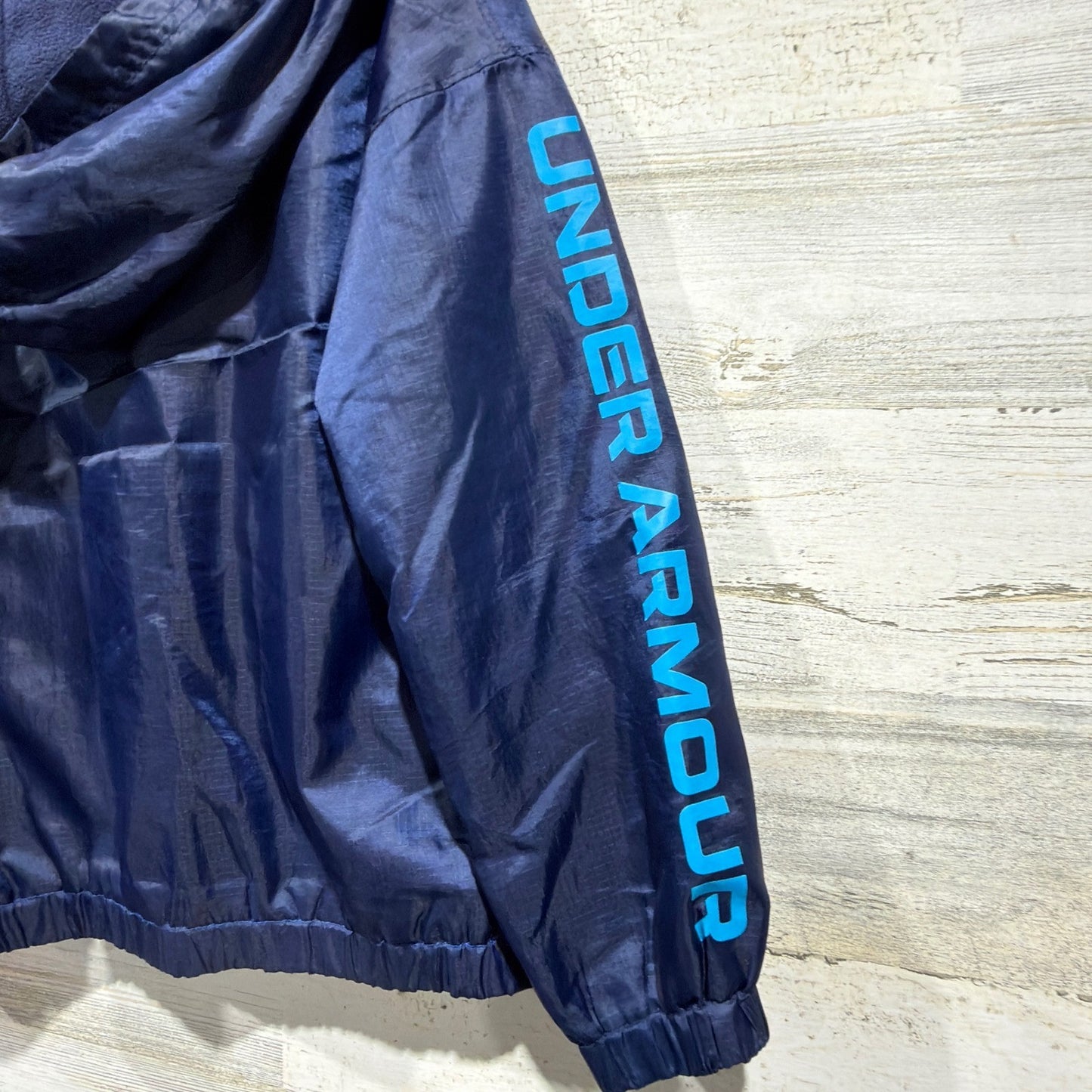 Under Armour Jacket Boys 5 Blue ColdGear Fleece Lined Windbreaker EUC4