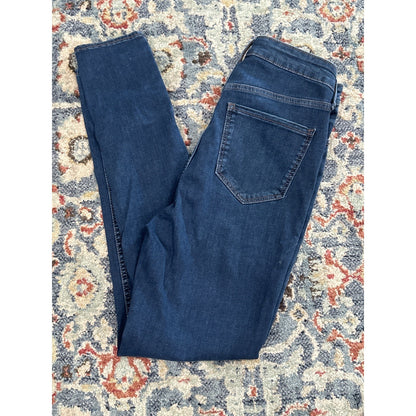 Old Navy Rockstar Super Skinny Jeans Women 8-12 Dark Blue High Rise Fits You0