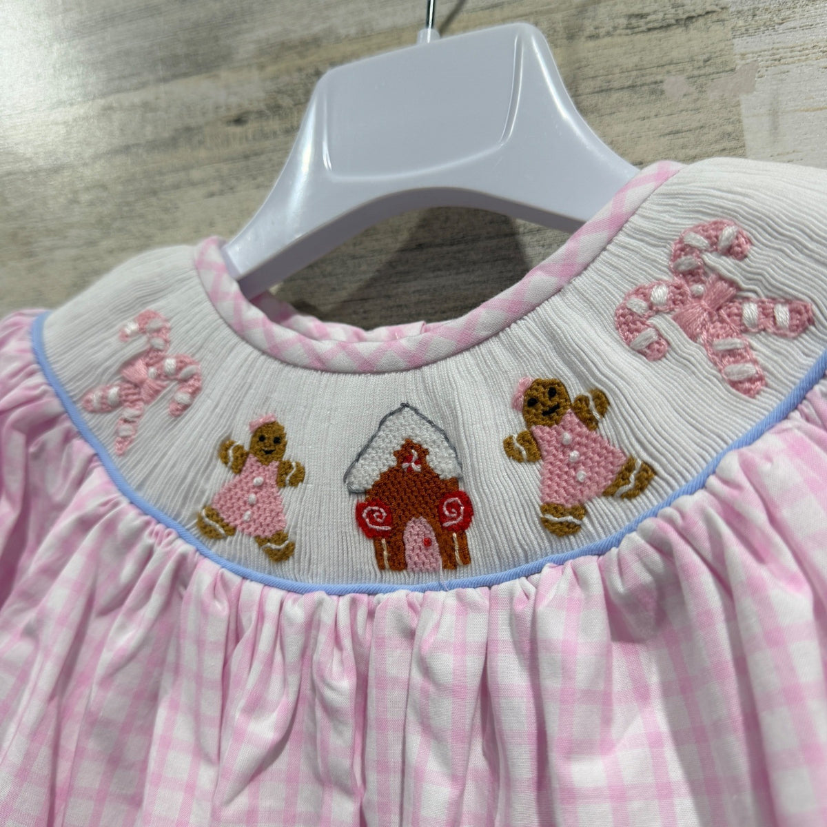 Little Bear Smocks Gingerbread Smocked Set Girls 24M Gingham Cotton Classic EUC1