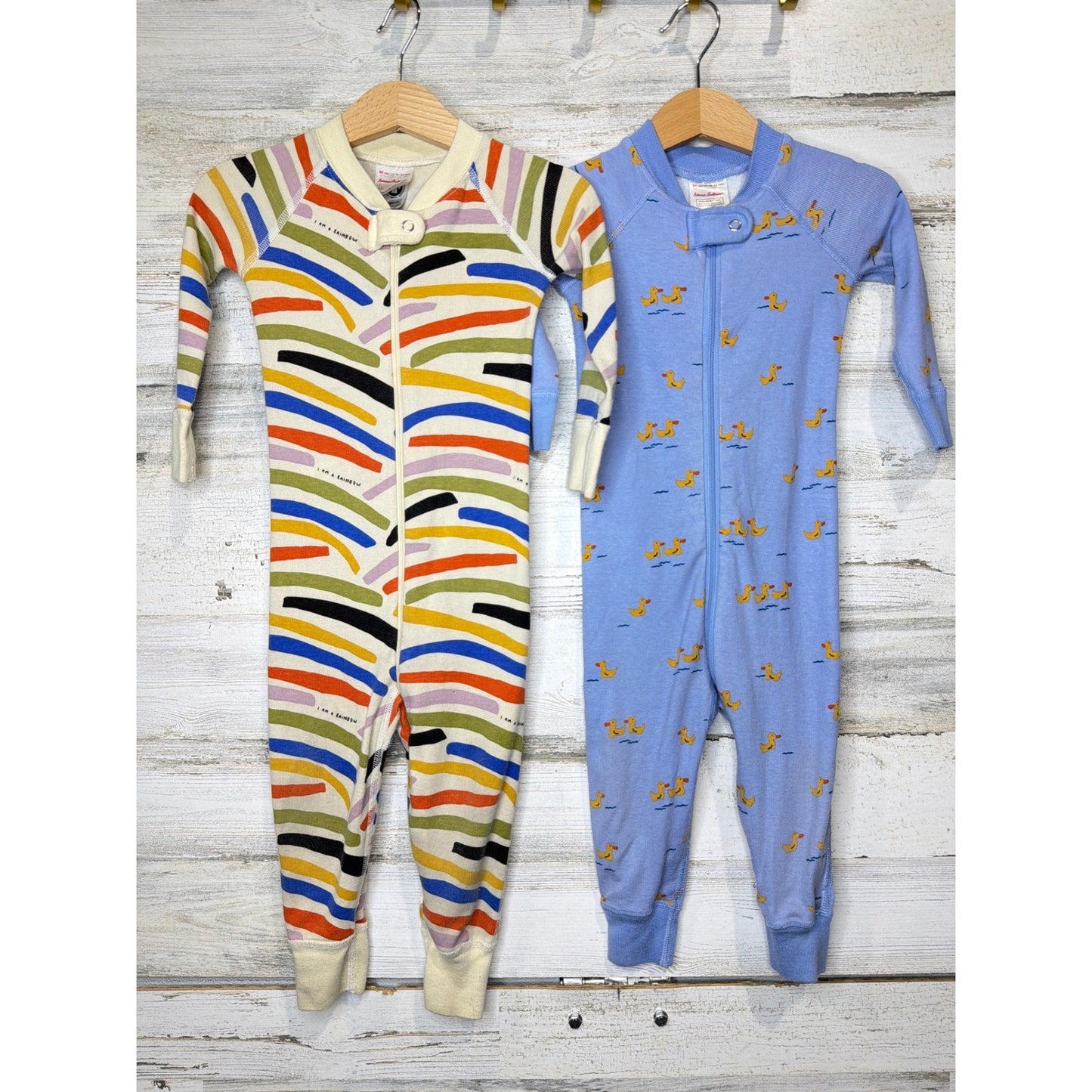 Hanna Andersson Sleepers Kids 18-24M Blue Rainbow Organic Cotton Scandi0