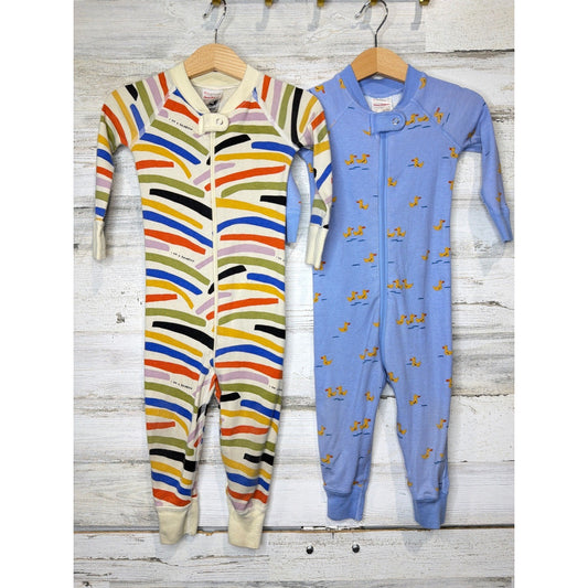 Hanna Andersson Sleepers Kids 18-24M Blue Rainbow Organic Cotton Scandi0