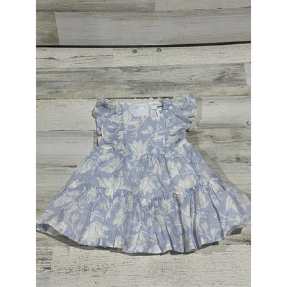 Jason Wu Floral Tiered Dress Girls 12M Blue Gold Shimmer Ruffle EUC0