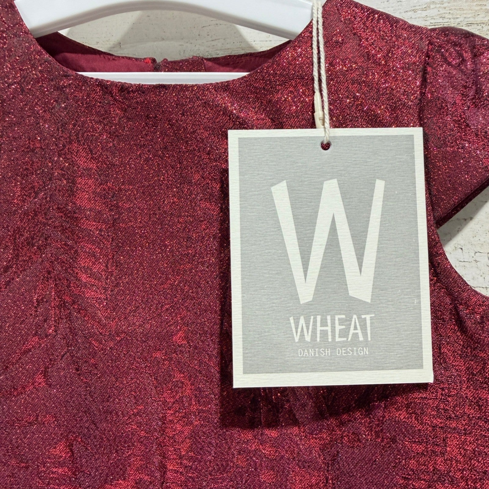 Wheat Dress Hellen Girls 12M Dark Berry Metallic Shimmer Holiday Party NWT1