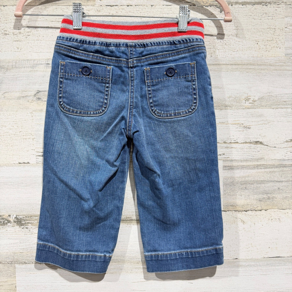 Mini Boden Denim Pants Kids 6Y Blue Striped Waist Casual Preppy EUC3
