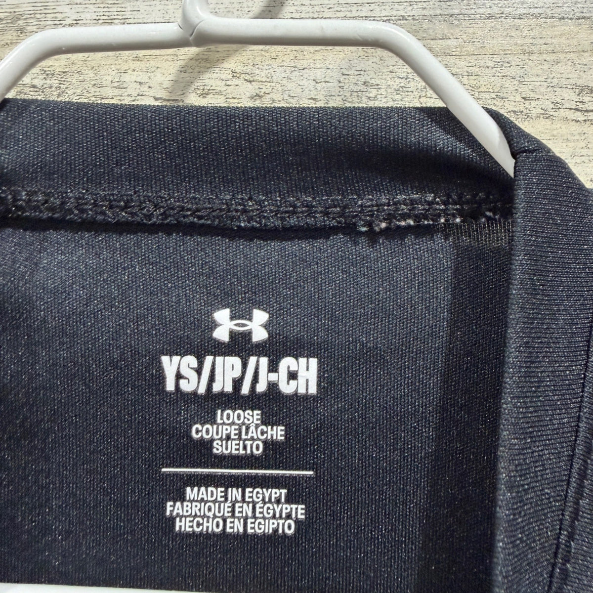 Under Armour T-Shirt Boys YS Black Grey Camo Logo Activewear EUC3