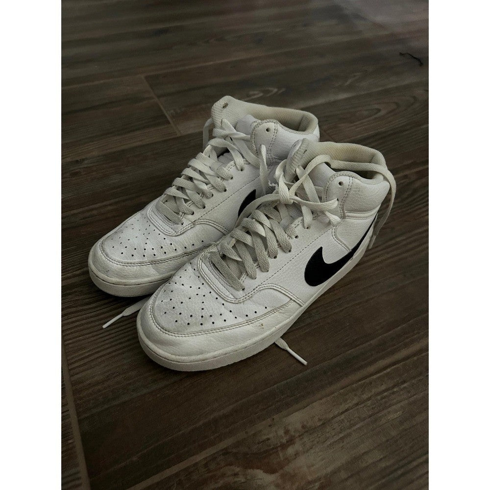 Nike Court Vision Mid Women Size 8.5 White Black Retro Sneaker GUC1