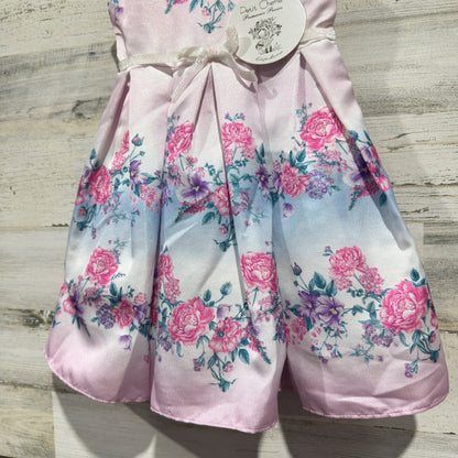 Petit Cherie Floral Dress Girls Size 1 Pink Blue Rose Pleated Coquette NWT1