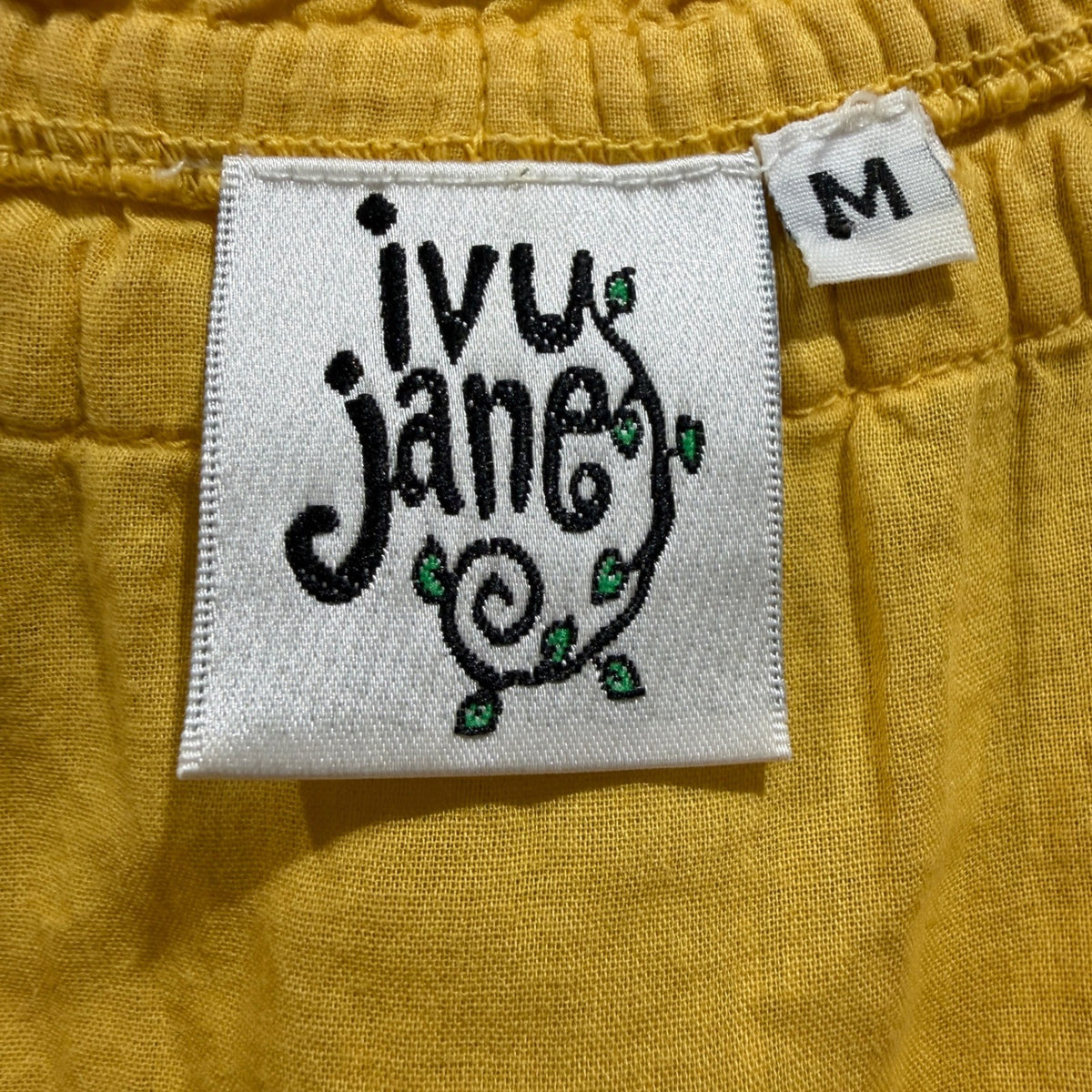 Ivy Jane Embroidered Peasant Top Women Size M Yellow 100% Cotton Boho Style1