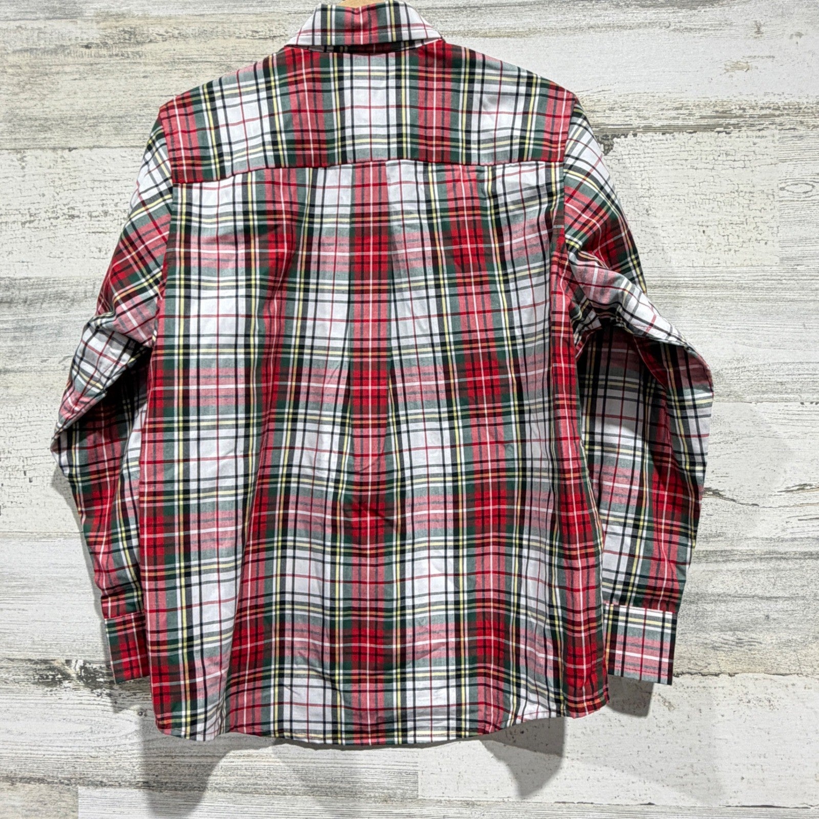 TBBC Button Down Shirt Boys 6 Red Plaid Tartan Preppy Holiday EUC3