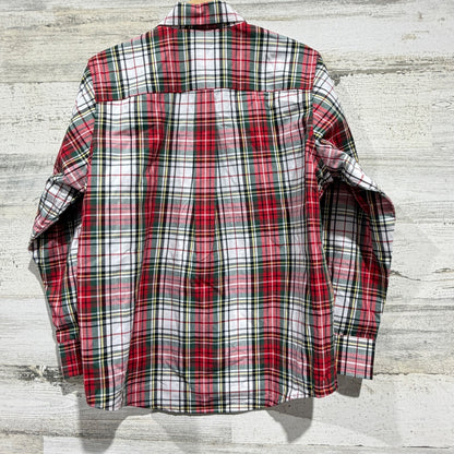 TBBC Button Down Shirt Boys 6 Red Plaid Tartan Preppy Holiday EUC3