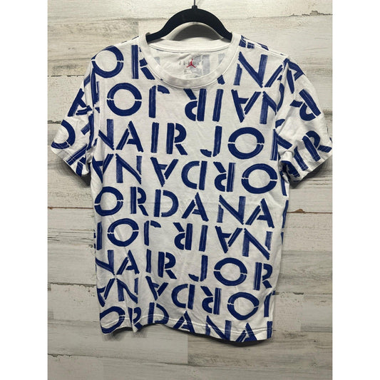 Jordan T-Shirt Boys XL White Blue All Over Print EUC0