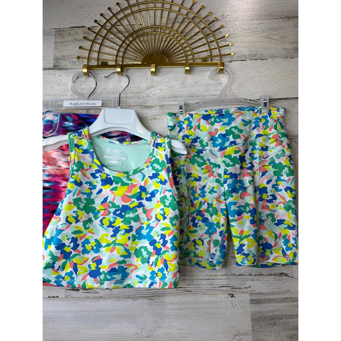Member's Mark Active Set Bundle Girls Size 6/6X Colorful Floral Space Dye EUC3
