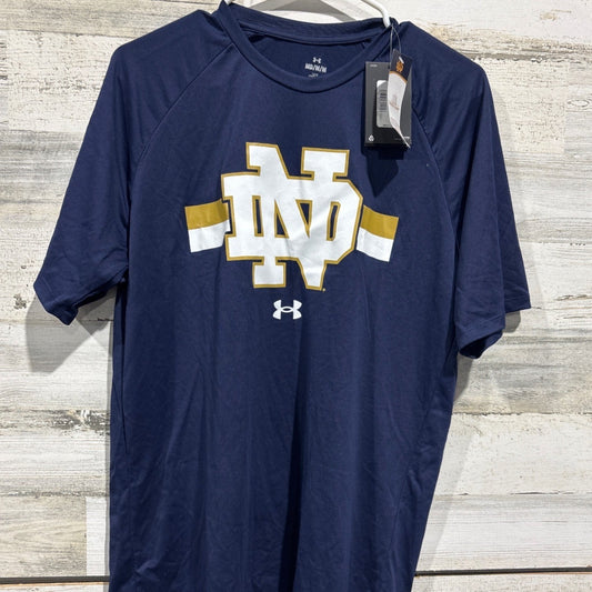 Under Armour Notre Dame Shirt Mens Medium Navy Blue Dri-Fit Collegiate NWT0