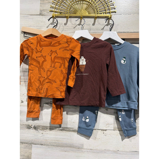 Carter's Old Navy Boys 18-24M Bundle Fox Snowman Bundle PJ Lounge Casual GUC0