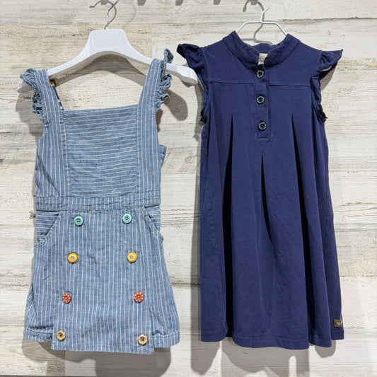 Matilda Jane Dress Romper Bundle Girls 6 Blue Striped Ruffle Classic0