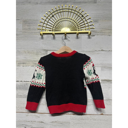 Holiday Time Sweater Boys 2T Black Penguin Fair Isle Christmas Knit EUC2