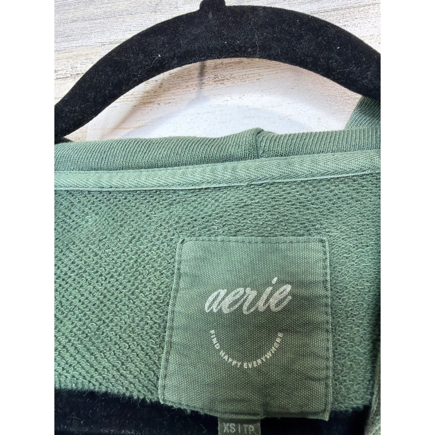 Aerie Oversized Hoodie Women XS Green Henley Button Loungewear Gorpcore EUC1