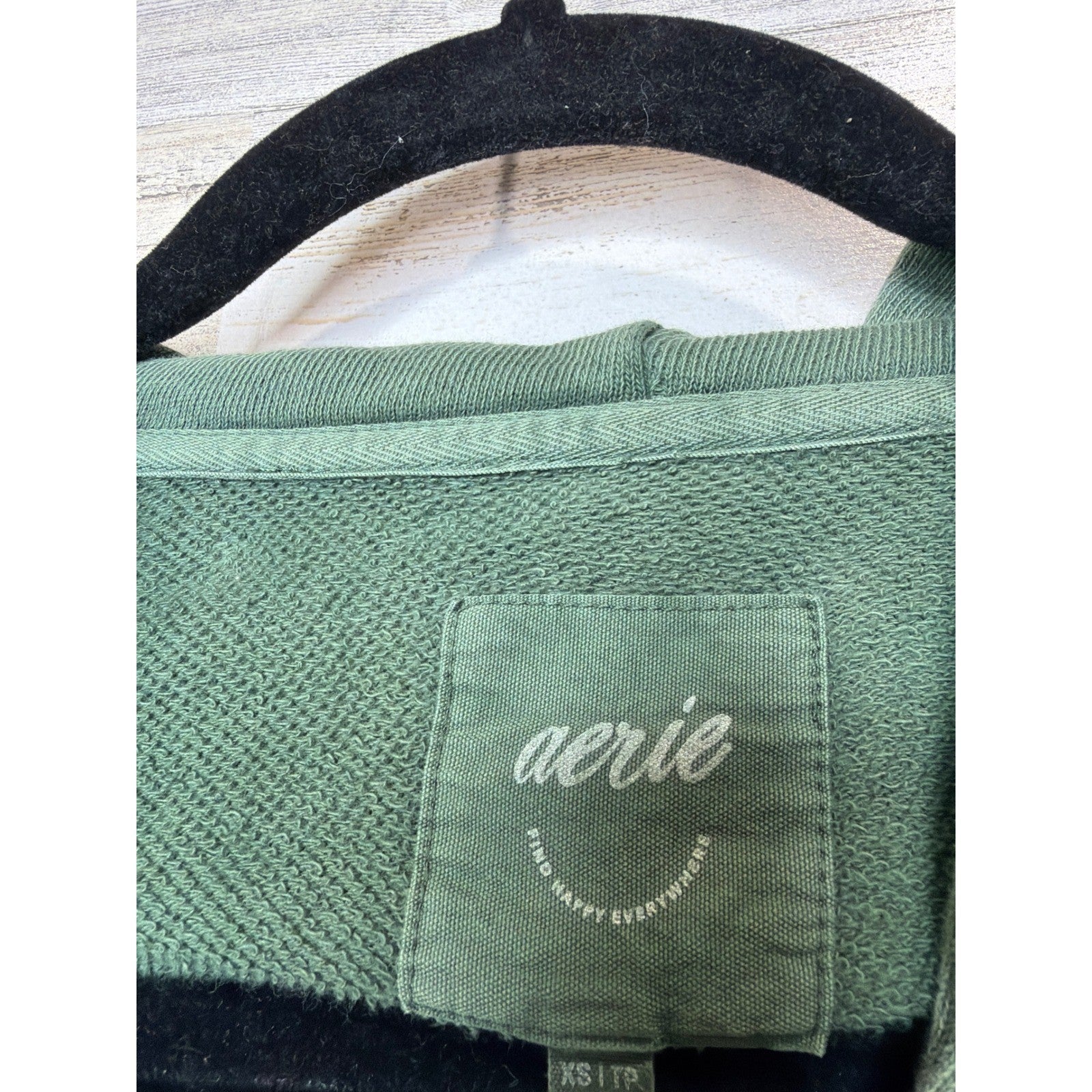 Aerie Oversized Hoodie Women XS Green Henley Button Loungewear Gorpcore EUC1