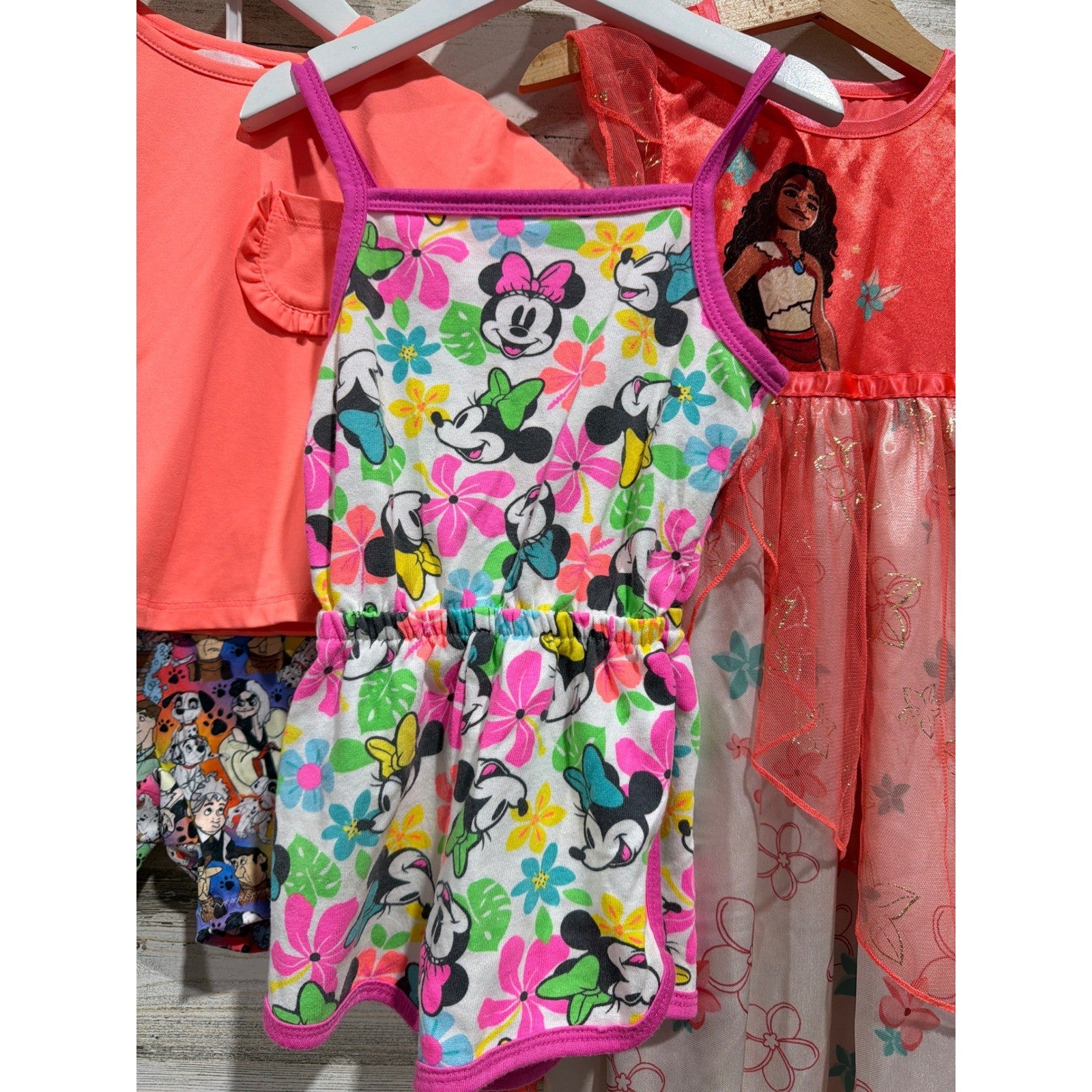 Disney Outfit Bundle Girls 3T 4T Pink Red Moana Minnie Mouse Playwear1
