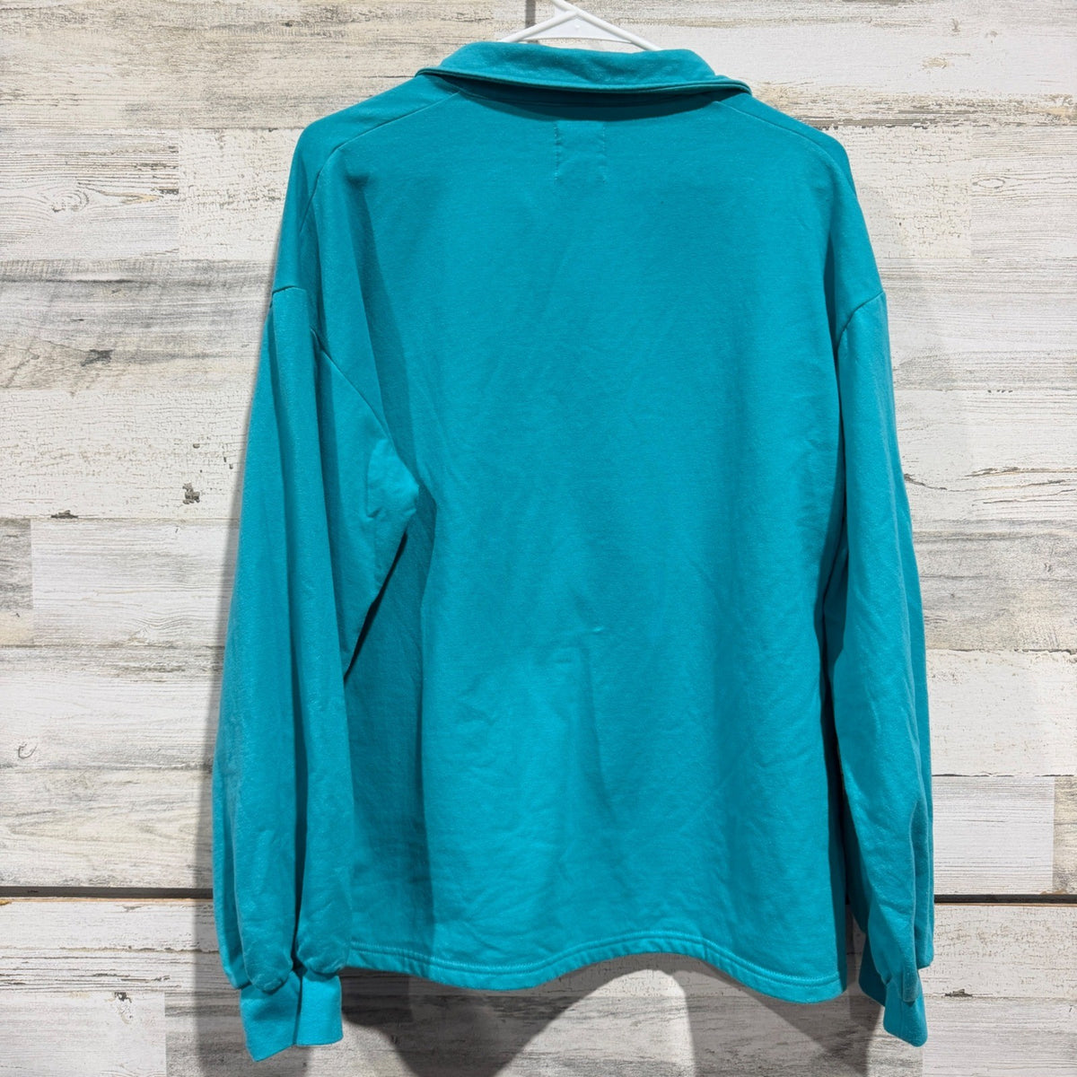 Marley Lilly Sweatshirt Women L/XL Teal Puff Sleeve Collared Preppy EUC4
