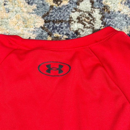 Under Armour Long Sleeve Shirt Boys YSM Red Graphic Tech Tee Sport EUC4