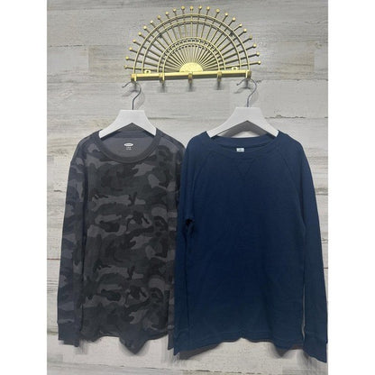 Thermal Shirts Class Club Old Navy Boys Large 10-12 Blue Camo Waffle Knit0
