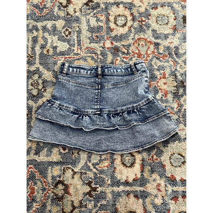Chelsea and Violet Denim Skirt Girls 5 Blue Acid Wash Tiered Ruffle EUC1