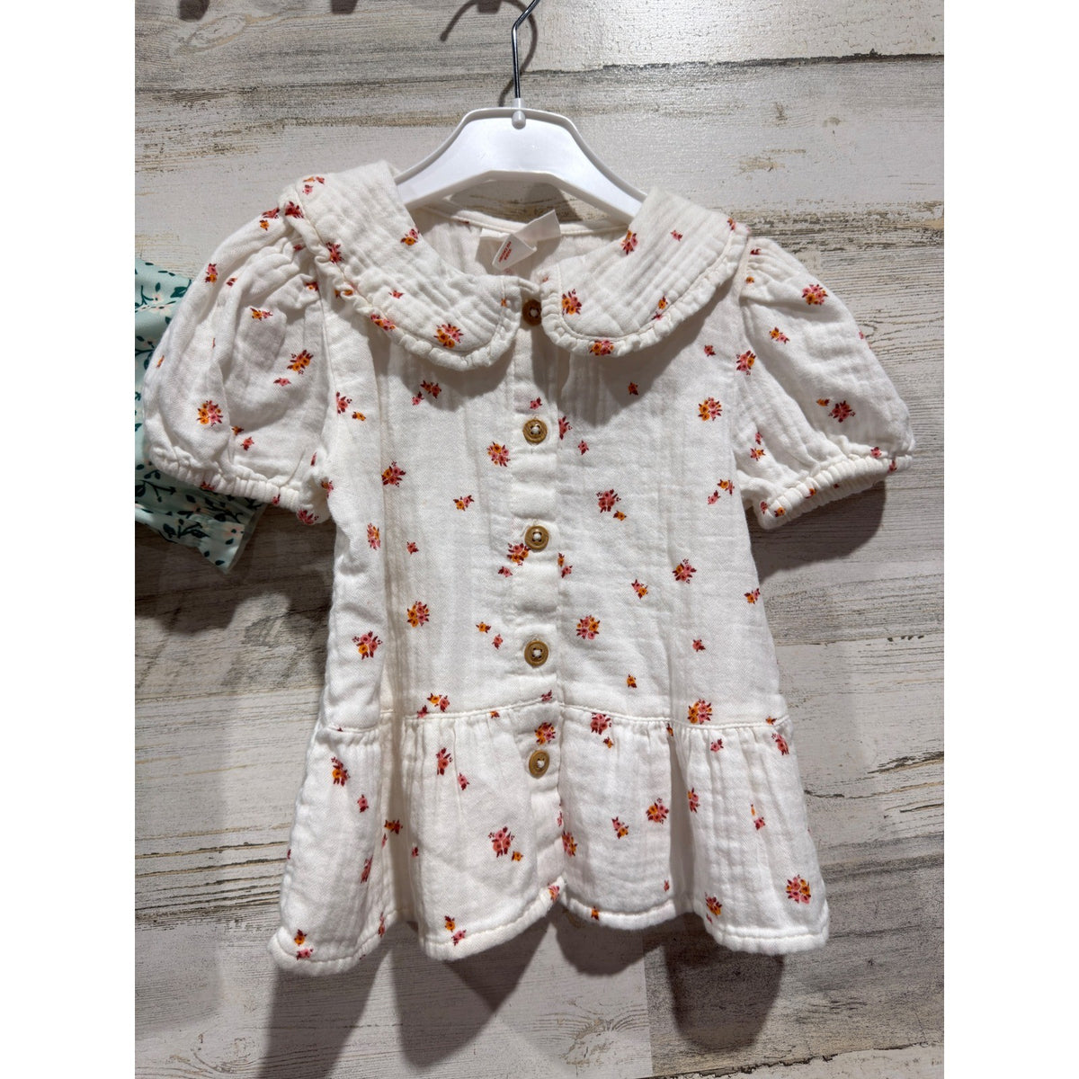 Cat & Jack Floral Swimsuit & Gauze Top Girls 3T Green White Cotton EUC3