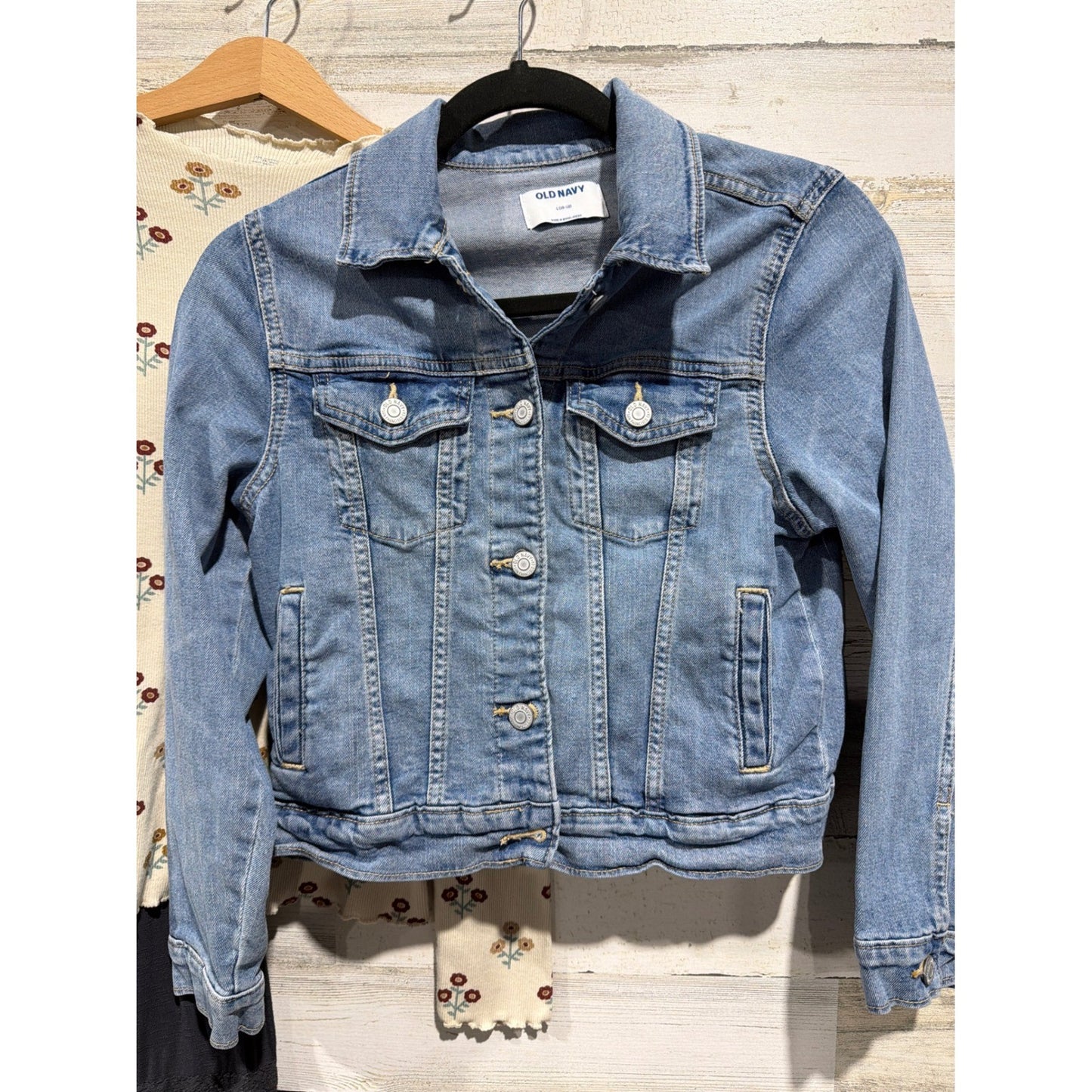 Art Class Little Co Old Navy Bundle Girls 10/12 Gray Blue Floral Denim EUC1