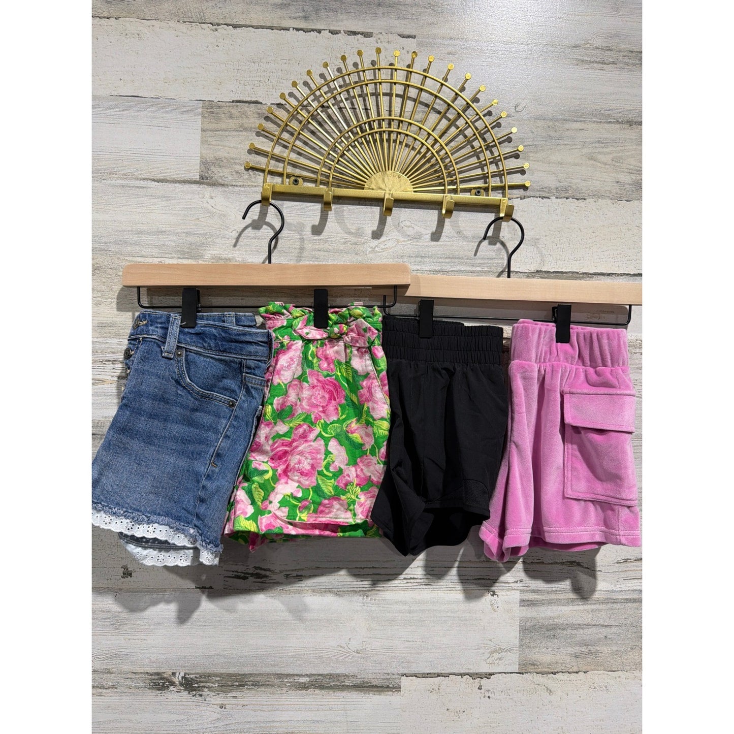 Janie and Jack Cat & Jack Girls 7/8 Shorts Bundle Athletic Pink Black Denim EUC0