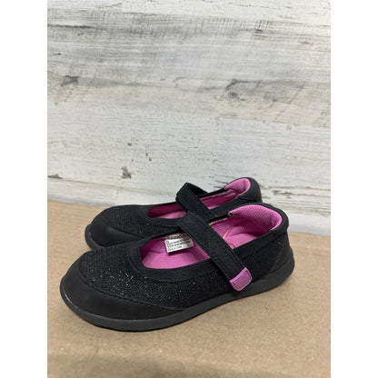 Cat & Jack Mary Jane Sneaker Girls 12 Black Glitter Hook and Loop GUC1