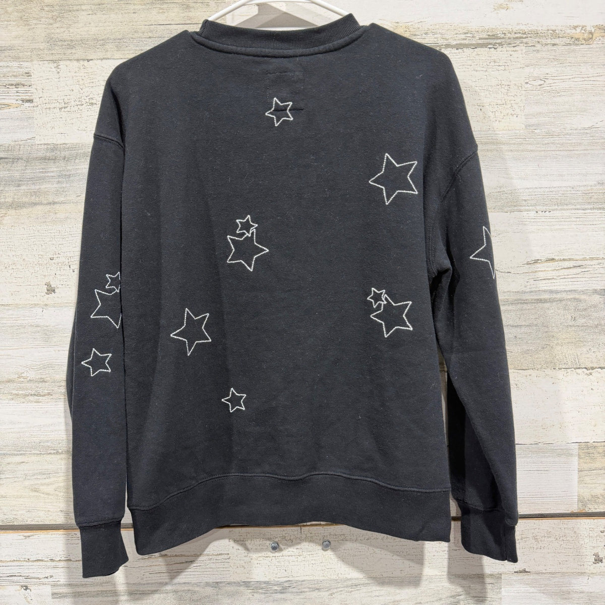 Reflex Star Embroidered Sweatshirt Women Size M Black Cotton Blend Casual EUC2