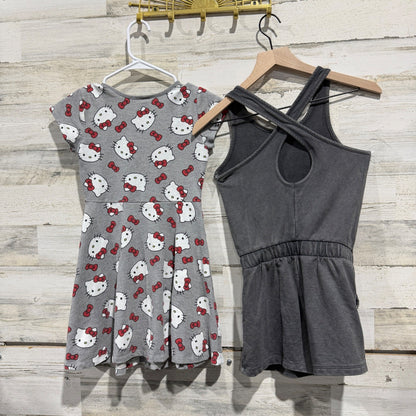 Hello Kitty & More Than Magic Dress Romper Girls 7/8 Grey Cotton Blend Flawed*5