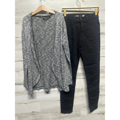 KidPik Old Navy Cardigan Jeggings Outfit Girls 12 Black Sparkle Rockstar EUC0