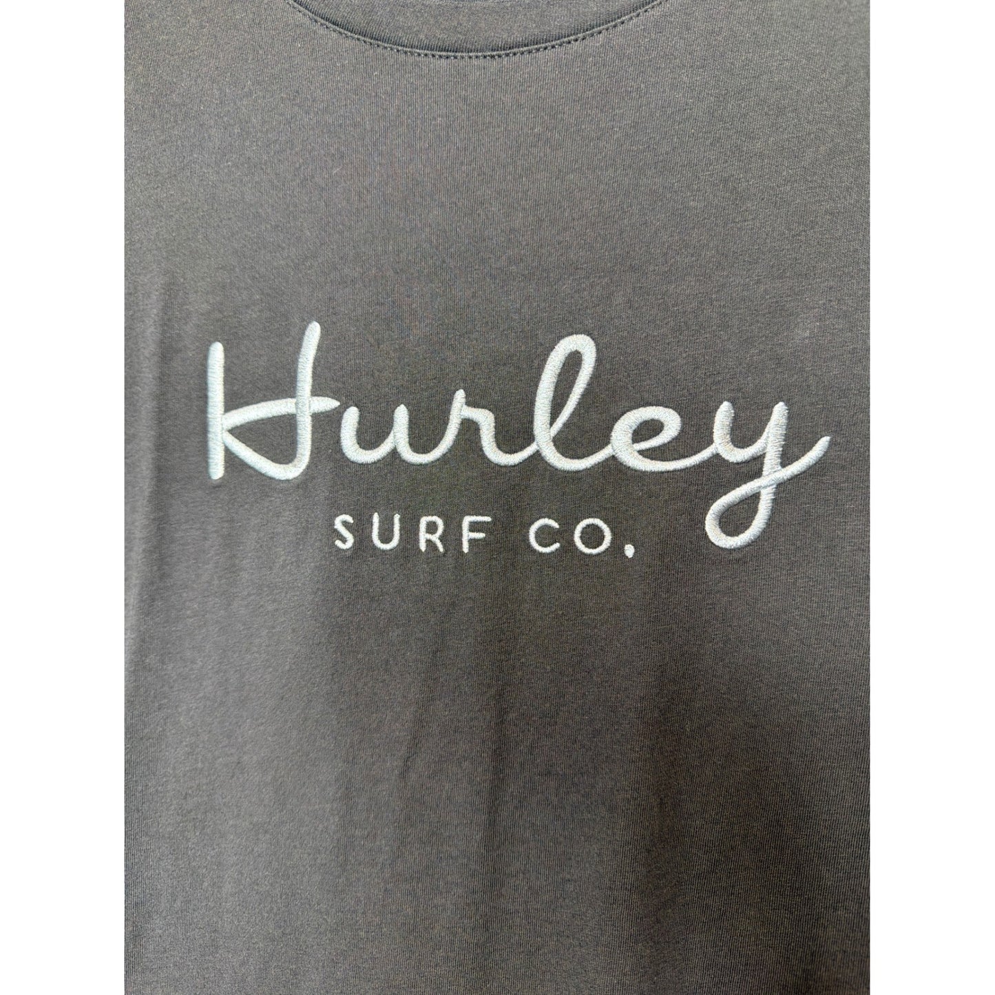 Hurley Graphic Tee Men Large Black Embroidered Script Logo Surfwear1