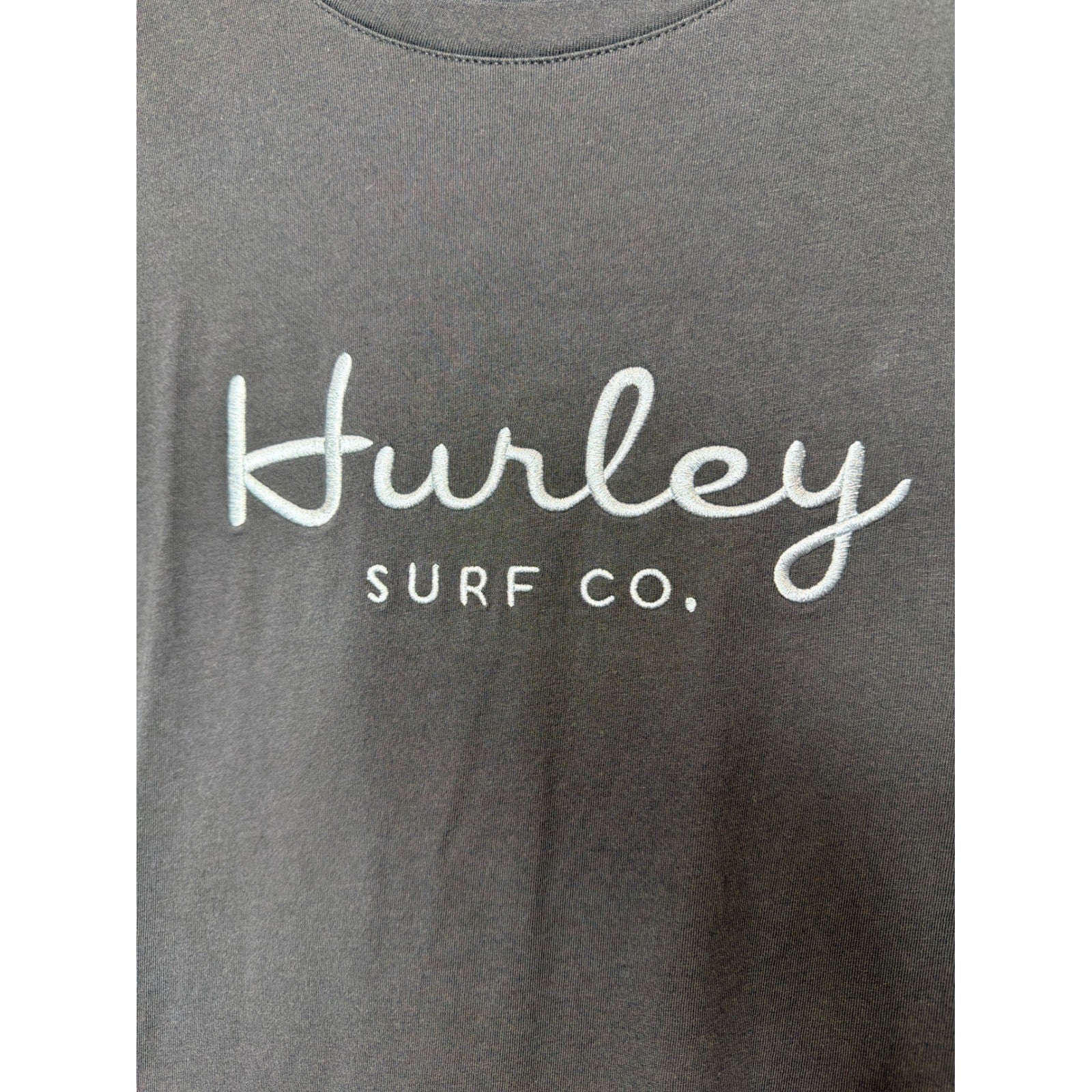 Hurley Graphic Tee Men Large Black Embroidered Script Logo Surfwear1