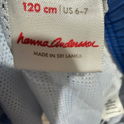 Hanna Andersson Geometric Shark Swim Trunks Boys 6-7 Blue *Flawed3