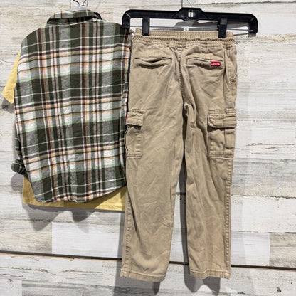 Ford Old Navy Levi's Outfit Set Boys 6/7 Khaki Green Plaid Bronco GUC4